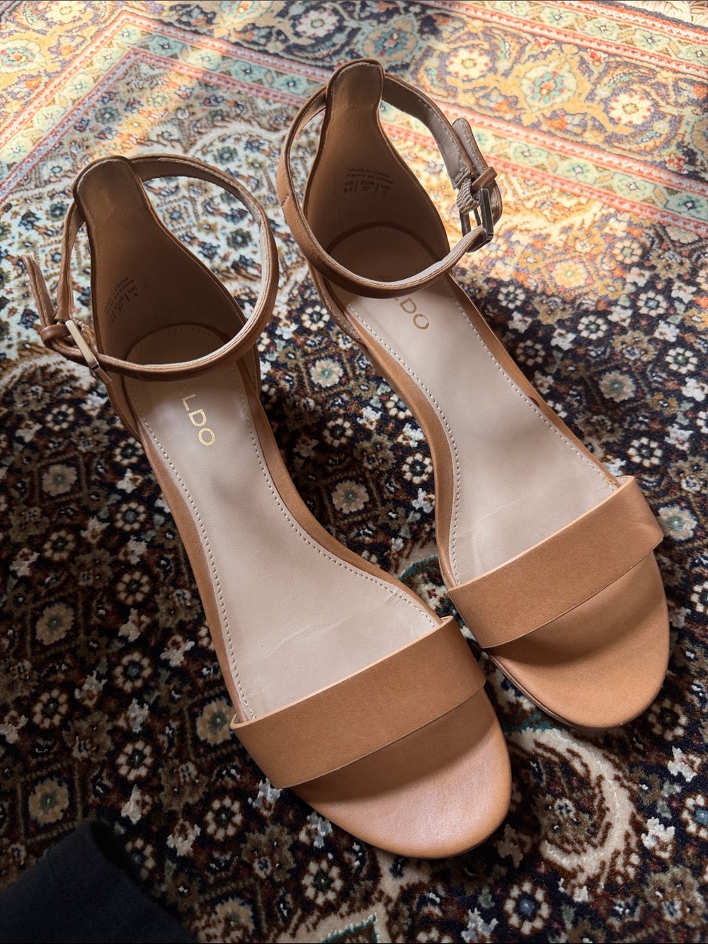 ALDO Tan Ankle-Strap low heel sandals